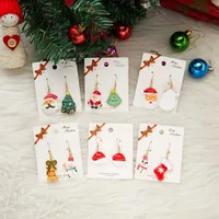 Hot Selling Silver Plated Stud New Santa Claus Christmas Tree Asymmetric Earrings Creative Resin Earring