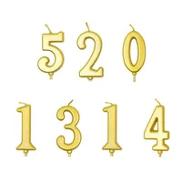 Gilded Number Pattern Birthday Cake Candle paraffin Golden Children Anniversary Party Decoration with PVC box