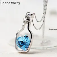 Jh chenawolry 1 pc colares de moda atraente novo mulheres senhoras moda popular cristal colar de cristal amor frascos de deriva oct14