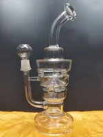 Glass Bong Water Pipes Hookahs Shisha Smoke Pipe Beaker base Dab Rigs Recycler Oil Rig Bubbler dhping