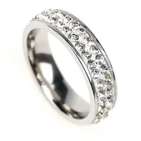 TOPT Quality 925 Silver Austria Cubic Diamond Crystal Anillo de bodas para las mujeres Anillos de acero inoxidable Rings Anillos Anel 138 U2