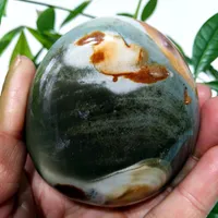 Dekorativa Objekt Figuriner Naturlig Crystal Ocean Stone Palm Spiritual Meditation Feng Shui Cure Furniture With Accessories Yoga Exercise
