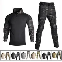 Taktik Kamuflaj Üniforma Kamuflaj Ordu Savaş Takım Gömlek + Diz Dirsek Pedleri Paintball Avcılık Giyim Ile + Pantolon