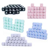 Baby Teether 100pcs Lot English Alphabet Beads Bpa Free For Diy Teething Pacifier Chain Silicone Letter
