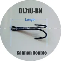 DL71U-BN, Salmon Double Hooks, 100pcs Fishing Hooks 220124