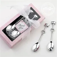 1 Pair Love Coffee Drinking Stainless Steel Spoon Teaspoon Bridal Shower Wedding Bridal Party Favors Lover Valentine&#039;s Gift 388 R2