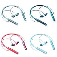 Hanging Neck Stereo Headphones TWS Headset Wireless Bluetooth Earphone with Mircophone Earbud FT1 Pluggable SD Card a47