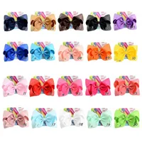 Free DHL 8 Inch Jojo Siwa Hair Bow 20 Colors With Clips Papercard Metal Girls Giant Rainbow Solid Accessories Hairpin hairband INS