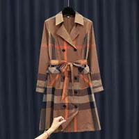 가을 격자 무늬 코트 레트로 느슨한 고기 커버 코트 영국 스타일 얇은 기질 방울이 여성의 추세 211118