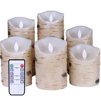 Conjunto de efeitos de casca de vido de velas de flameless de 2 Bateria de pilar de cera real de marfim operada com chama LED dançando