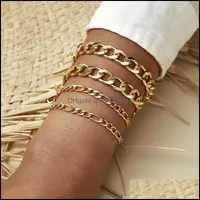 Cluster Rings Jewelry4 Unids/Set, Cadena Pseras Para Las Mujeres Aleación Color Oro Metal Ajustable Joyería Fiesta De Aesorios Drop Delivery