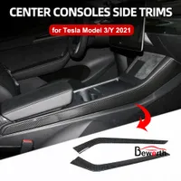 مركزي سيطرة جانبية تقليم ل Tesla نموذج 3 Y 2021 تعديل الشرائط ABS ألياف الكربون تغطية الداخلية سيارة الزخرفية الملحقات
