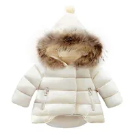 BOTEZAI Children Coat Baby Girls winter Coats long sleeve Hooded coat girl&#039;s warm Baby jacket Winter Plush Outerwear cartoon X0728