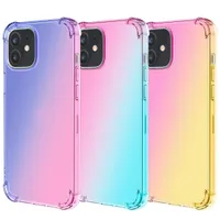 Gradient Dual Color Transparent TPU Shockproof Phone Cases for iPhone 13 12 11 Pro Max XR XS 8 7 6 Plus