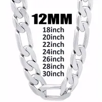 12 mm breedte 925 zilveren mannen nekketting ketting sieraden mode 18-30 inch lengte heren van hoge kwaliteit CURB CUBAN JEERLY Gift Factory Prijs