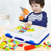 Moer Kinderen Gereedschap Puzzel Speelgoed Elektrische Schroef Speelgoed voor Jongens Kinderboor Set 210312