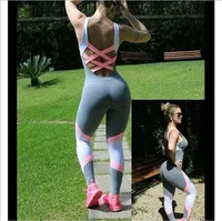 Yoga Outfit Fashion Set Women Gym Sporting Playsuit Clothing Exercise Top Jumpsuit Running Sportswear Soft Leggings