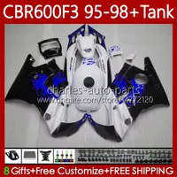 Body Kit For HONDA Bodywork CBR600F3 600CC 600FS 64No.197 CBR 600 Graffiti blue 600F3 95-98 CBR600 F3 FS CC 97 98 95 96 CBR600FS CBR600-F3 1997 1998 1995 1996 Fairing +Tank