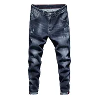 Jeans Menores Hombre Pantalones Slim Fit 2021 Primavera Stretch Dark Blue Denim Ropa Casual Casual Pantalones Hombre Hombre