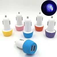 Led Light Dual usb ports car charger auto power adapter for iphone Samsung Htc lg android phone