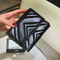 474802 Marmont Short Wallet Classic Fashion Women Coin Purse Pouch Quilted Genuine Leather Woman Wallets Main Credit Card Holder Clutch