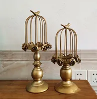 Organizzazione di stoccaggio della cucina Golden Bird Cage Dessert Stand Classical Animal Relief Decorative Sollier Candlestick Ornamenti da pranzo noi