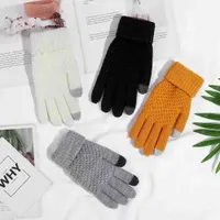 Перчатки 2021 новый волшебный сенсорный экран перчатки осень зима женские плюшевые утолщенные жаккардовые теплые вязаные