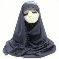 Eşarplar 1 PCS Maxi Sade Eşarp Hicab Pamuklu Karışımlar Kadın ve Şallar Yumuşak Müslüman Hijabs Moda Susturucu