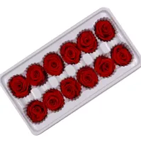 Красивый навсегда роза цветок 2-3 см натуральный DIY цветочные искусства, 12шт / коробка романтические мини-бессмертные розы цветы головы для валентинки или рождественские украшения подарки