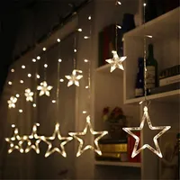 FGHGF LED STRING LUMIÈRES PENTAGRAME STAR STAR RIDEAINE LUMIERNE JOURNION DE MARIAGE Éclairage de Noël Éclairage d'intérieur Lumière 220V IP44