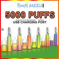 Original Randm Dazzle 5000 Puffs Einweg-Vape Pen E-Zigarette mit wiederaufladbarer 1000mAh-Batterie 10ml Pod Mesh Spule Tank RGB Light Kit