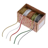 Papel de embalaje de cinta de satén de 50 yardas 5 rollos de 2 mm por paquete con un toque único de color y destellos perfectos para artesanías, arcos de pelo, envoltura de regalos, fiesta de bodas