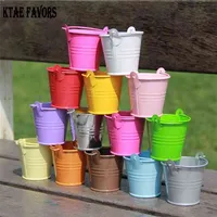 KATE FAVORS 10 Pcs Metal Mini Bucket Colored Wedding Party Favour Box Gift Pails Candy 210805
