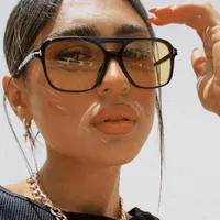 Sonnenbrille Übergroße Quadratische gelbe Linse Frauen Marke Designer Clarity Comfort Herren Sonnenbrille 2021 Vintage Große Okularien