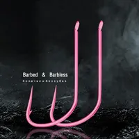 500pcs Ganci da pesca rosa spinati barbeding rossi worm fishhook Bionic String Gear Gear Carp Barbs Accessori Strumenti