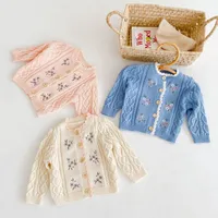 Pullover 0-24M Born Kid Baby Boys Girls Clothes Autumn Winter Warm Floral Sweater Cardigan Cute Knit Coat Knitwear Children