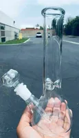 9 pulgadas Casilla de cristal transparente Shisha Shisha Water Pipes Fumar Bubbler Con Hielo Catcher Glass Bong 14mm Cuenco Femenino Y Downtem