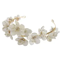 Headpieces Fashion Arrival Bride Hair Accessories White Rose Flowers Petal Acessórios Para Noivas Light Golden Wedding Headband