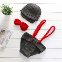 Newborn Baby Photography Props Hat Pant Clothing Set Infant Knit Crochet Costume Soft Outfits+Pants Baby Clothing Photo Wear 449 Y2