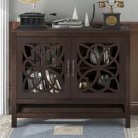 US Stock Dining Room Furniture Wood Accent Buffet Sideboard Storage Cabinet with Doors and Adjustable Shelf, Entryway Kitchen, Bro2374