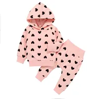 Conjuntos de roupas Crianças roupas nascidas infantil Baby Girl Printing Card Hooded Revestimento Outwear Calças roupas para nascidos