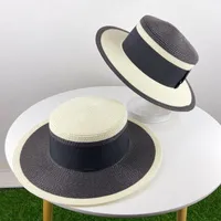 Geniş Ağız Şapkalar Boater Şapka Kadınlar Siyah Beyaz Ortak Hasır Plaj Güneş Kap Lady Yaz UV Korumak