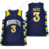2021 2022 Neue NCAA College Marquette Golden Eagles Basketball Jersey 3 Wade Gelbe Marinegröße S-3XL