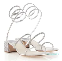 Projektant Romance Sandals Buty dla Kobiet Nisko Heeled Feminizm Glitter Sole Pompy Classic Wrap Crystal Bridal Party Wedd High Heels 2022