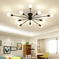Ceiling Lights American Industrial Wind Iron Long Living Room Lamp Bedroom Study Main Material Decorative LB1223