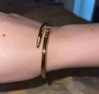 Bangles clássico ouro prata unha bracelete titanium aço punho pulseira nlay diamante braceletes mulheres amor jóias presente c80009 com caixa