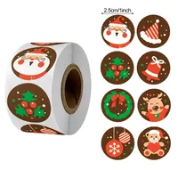 Förpackningsmaterial 500pcs / Rull Merry Christmas Stickers Xmas Tree Elk Candy Bag Sealing Sticker Gifts Box Etiketter Dekorationer Nyår