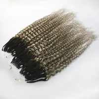 Ombre brazilian Hair micro ring hair extensions 1g 100g color 1b gray silver silver hair extensions