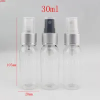 30ml silver metal spray pump plastic containers bottle , clear colored perfume cosmetic with aluminum mist nozzle spraygood qty