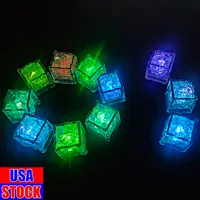 LED Ice Cubes Lights Novelty Lighting Bar Fast Slow Flash Auto Changing Crystal Cube Vatten-Aktiverad Light-up för romantisk kreativ fest bröllop xmas gåvor